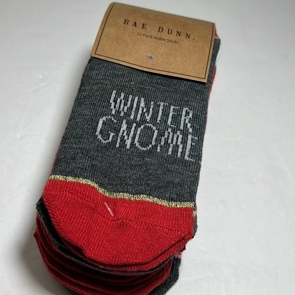 Rae Dunn 10 Pack of Child’s Ankle Socks New Sz S/M winter gnome Believe in magic